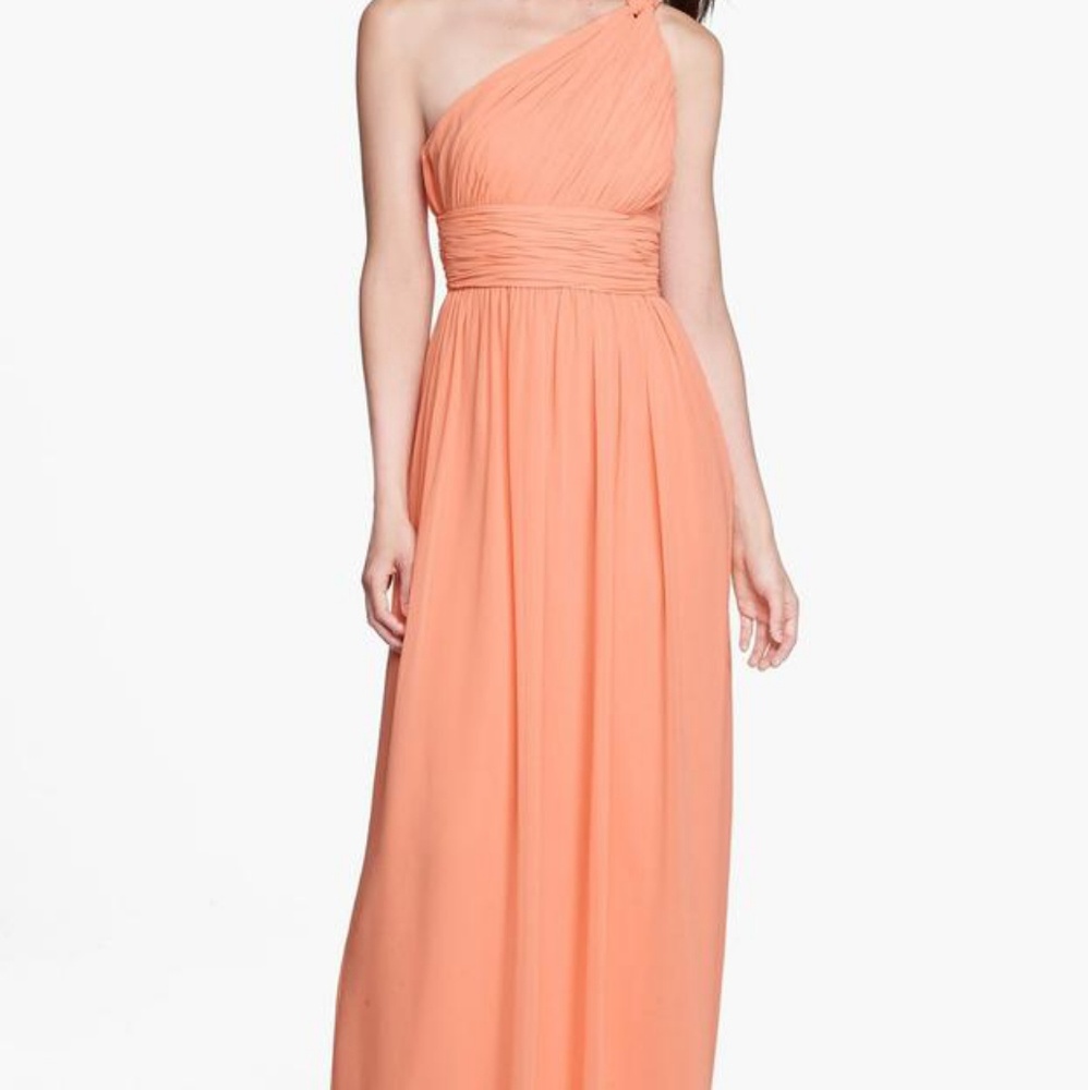 Rachel Ruched One-Shoulder Chiffon Gown
